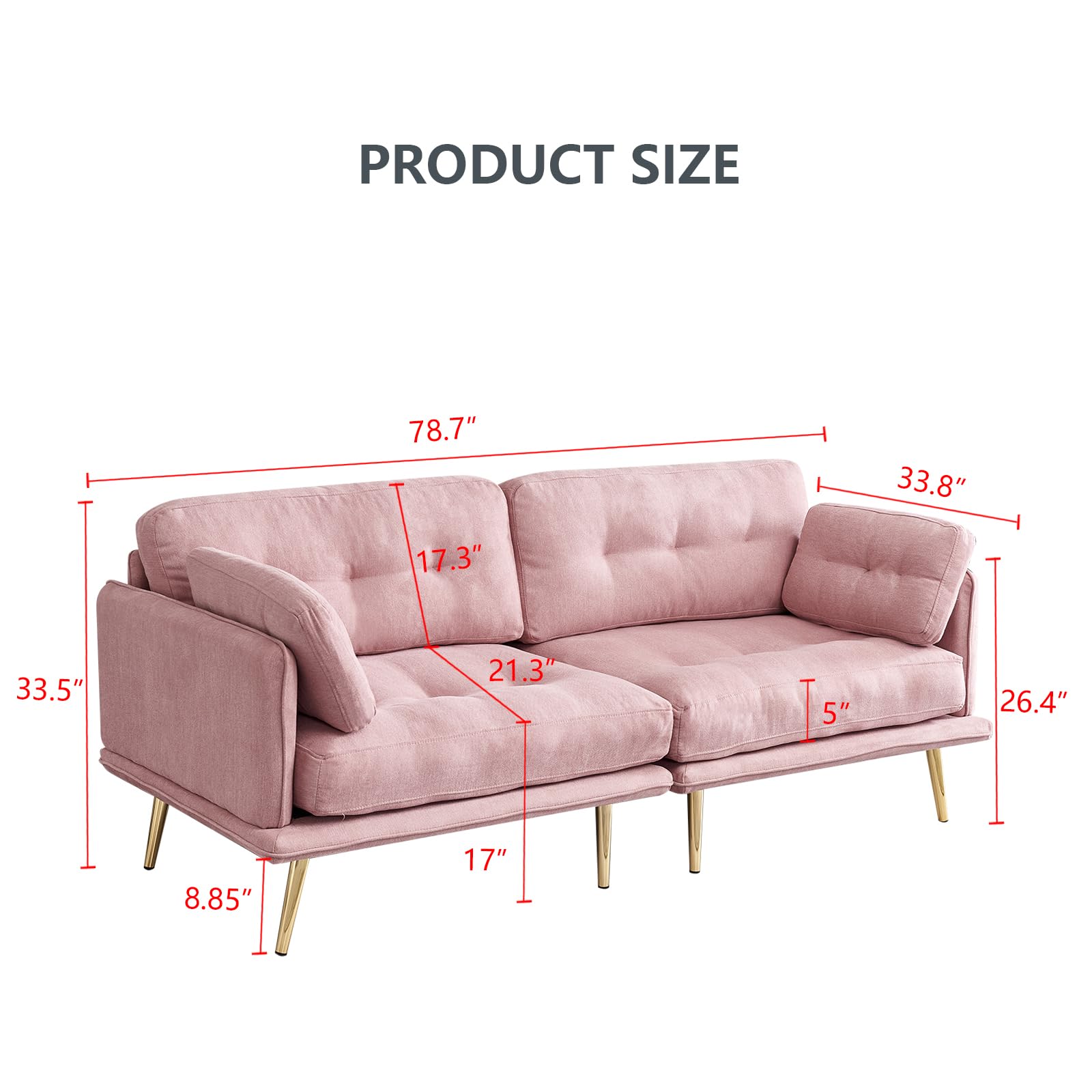 Amazon.com: GEARONIC 3-Seat Pink Sofa with Gold Metal Legs Amazon.com: GEARONIC 3-Seat Pink Sofa with Gold Metal Legs